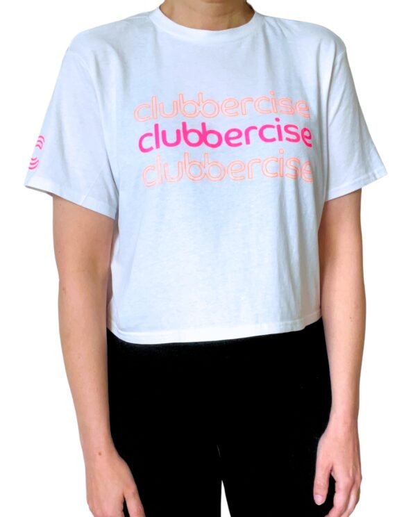 CLUBBERCISE-OUTLINES-WhiteTee-Front
